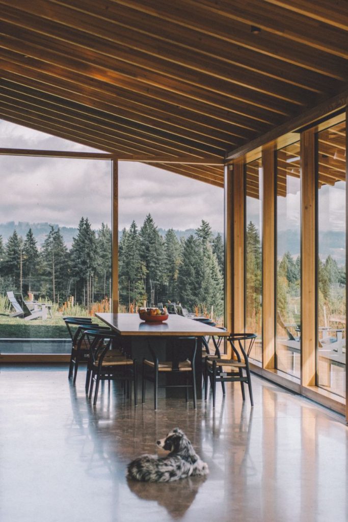Dining room in Sydney with a view of the country
